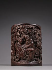 A late Qing small-leaved rosewood character story pen holder