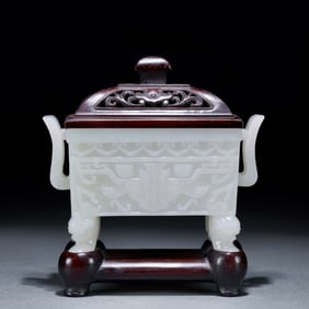 One piece of Hetian jade incense burner
