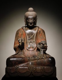A piece of bluestone painted Buddha in the Northern Wei Dynasty
