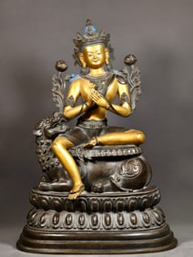 A piece of Qing Dynasty bronze Manjushri Bodhisattva