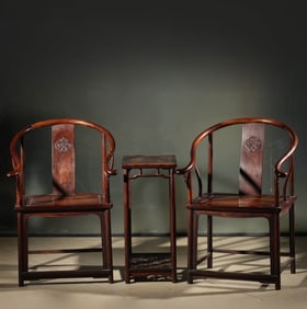 A set of Qing Dynasty sour branch single circle chairs