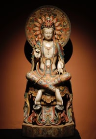 A piece of Northern Qi Han white marble painted large Guanyin