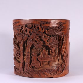 A piece of the Seven Sages of the Bamboo Forest pen holder carved by the national gold