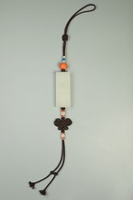 A piece of Qing Dynasty Hetian jade gentleman good bamboo white jade pressure fan pendant