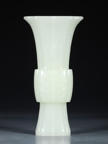 A piece of Hetian jade beast face pattern flower goblet