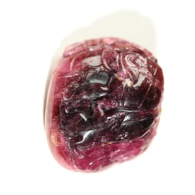 A piece of rubellite tourmaline squirrel melon fruit pendant from the Qing Dynasty