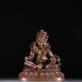 A piece of copper clay golden God of Wealth from the Qing Dynasty