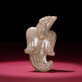 A piece of Hetian Yusheng pit gray skin Qin phoenix bird handle