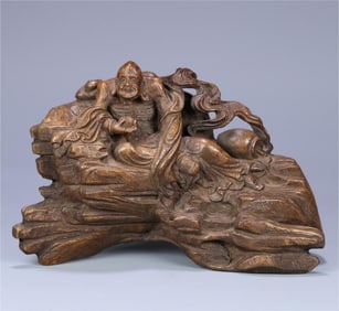 An old agarwood Arhat Shanzi ornament from the Qing Dynasty