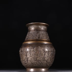 A bottle of character stories with a bronze chisel
