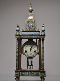 A bronze cloisonné enamel pavilion with four bells