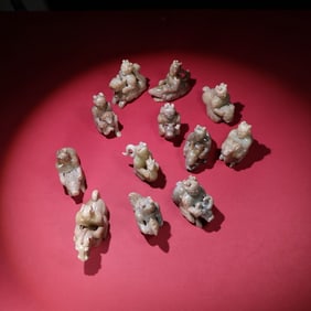 A set of Hetian jade Tang and Song zodiac ornaments