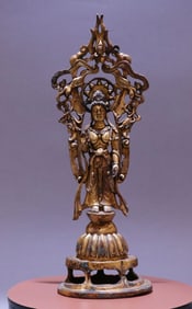 A bronze gilt statue of Guanyin of the Northern Wei Dynasty