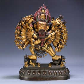 A Qing Dynasty Qianlong year of the six-grade Buddha floor bronze gilt Daweide King Kong statue