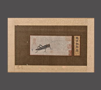 A picture of Cui Bai's grass insects on paper: Cui Bai's grass insect diagram on paper lens Size: 8x16cm (The Dimensions Of All Batches Are Manually Measured.If You Need More Detailed Information, Please Contact Our Customer Service Before Bidding