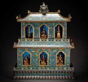 A bronze cloisonné enamel shrine