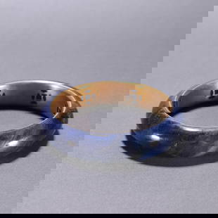 A sapphire gold-filled bracelet from the Qing Dynasty: A sapphire gold-filled bracelet from the Qing Dynasty Size: lnside D:6.6cm W:1.7cm W:134.7g (The Dimensions Of All Batches Are Manually Measured.If You Need More Detailed Information, Please Contact O