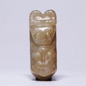 A piece of Hetian jade before the Ming Dynasty with a red dragon pattern