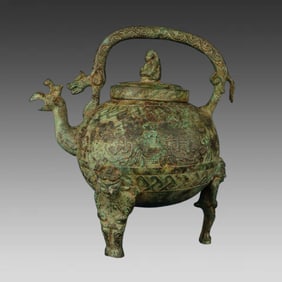 A bronze standing monkey beam from the Han Dynasty