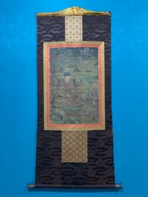 One piece of natural mineral color karma thangka