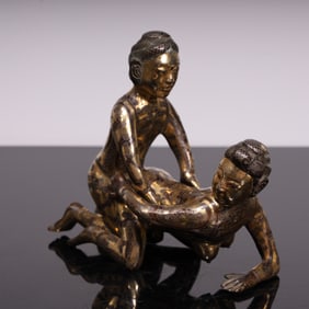 A piece of Zhan Han bronze cuo gold and silver carvings