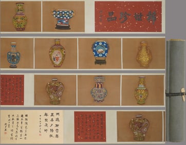 A painting by Lang Shining in enamel color