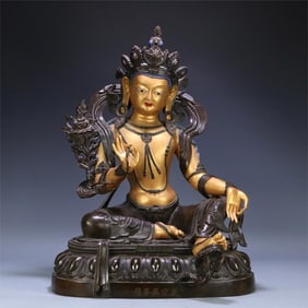 A bronze statue of the Bodhisattva in the void of the six-grade Buddha building made in the Qianlong