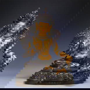 A bronze statue of the Bodhisattva in the void of the six-grade Buddha building made in the Qianlong: Qing Dynasty Qianlong year of the six-grade Buddha building void Tibetan Bodhisattva bronze statue Size: H:55cm Bottom:43x32cm W:27.5kg (The Dimensions Of All Batches Are Manually Measured.If You Need