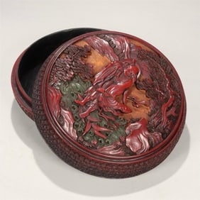 A piece of Zhangjia lacquer from the Qing Dynasty piled up Zhu Bao box