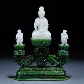 A Qing Dynasty Hetian jade Buddha ornament