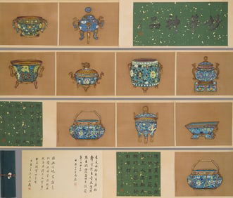 A painting by Lang Shining in enamel color