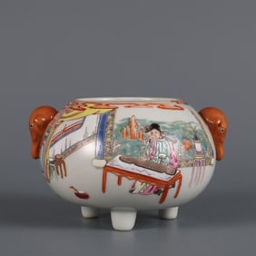 A piece of the Qing Dynasty Yongzheng year of the pastel West Chamber, a dream picture three-legged