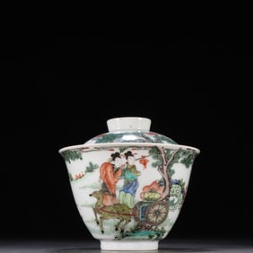 A piece of the Qing Dynasty pastel character story bowl