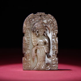 A piece of Hetian jade, white jade, full of Qin dancer cards