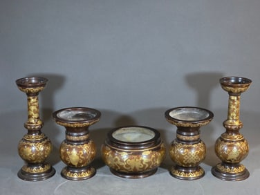 One piece of Qing Dynasty copper furnace five for one set