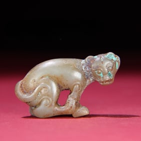 A Han Dynasty Hetian seed jade tiger ornament