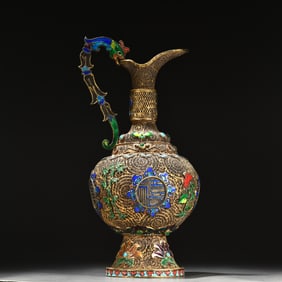 A sterling silver gilt roasted cloisonné sprinkler ornament