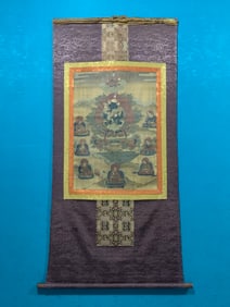 One piece of natural mineral pigment painted yoga void vajra thangka