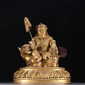 A piece of bronze gilt of the Qing Dynasty God of Wealth