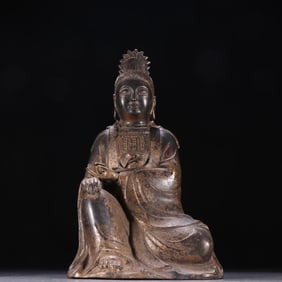 A piece of bronze clay gold Guanyin from the Qing Dynasty