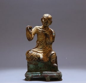 A bronze gilt statue of the Arhat god of the Northern Wei Dynasty
