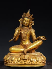 A bronze gilt statue of Tara Buddha