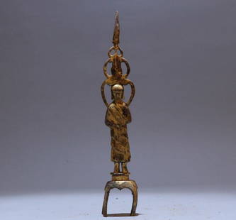 A bronze gilt Buddha statue of the Northern Wei Dynasty: Northern Wei Dynasty bronze gilt Buddha statue of the Northern Wei Dynasty Size: H:26cm L:4cm W:296g (The Dimensions Of All Batches Are Manually Measured.If You Need More Detailed Information, Please