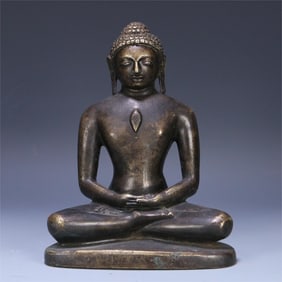A statue of Shakyamuni in alloy copper and silver