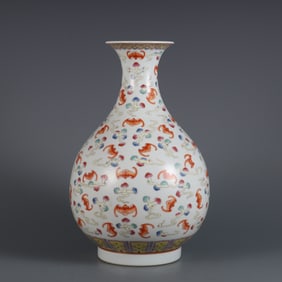 A pastel Hongfu Qitian jade pot spring vase made in the year of Guangxu in the Qing Dynasty