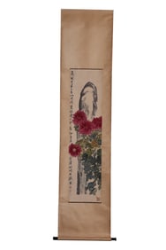 An ammonite drawing of Qi Baishi is a vertical scroll