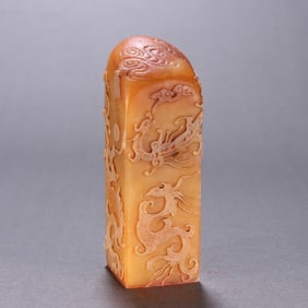 A Qing Dynasty Tianhuang stone dragon and phoenix pattern seal