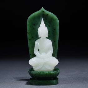 A Qing Dynasty Hetian jade Buddha ornament