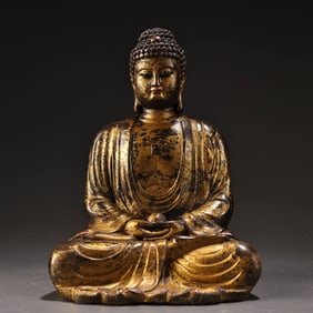 A bronze high-relief engraved lacquered Buddha Buddha