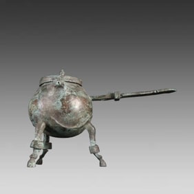 A bronze beast head pot from the Han Dynasty